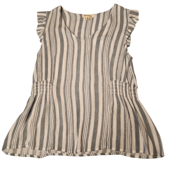 Ruffle Cap Sleeve Striped Blouse - Picture 6 of 11